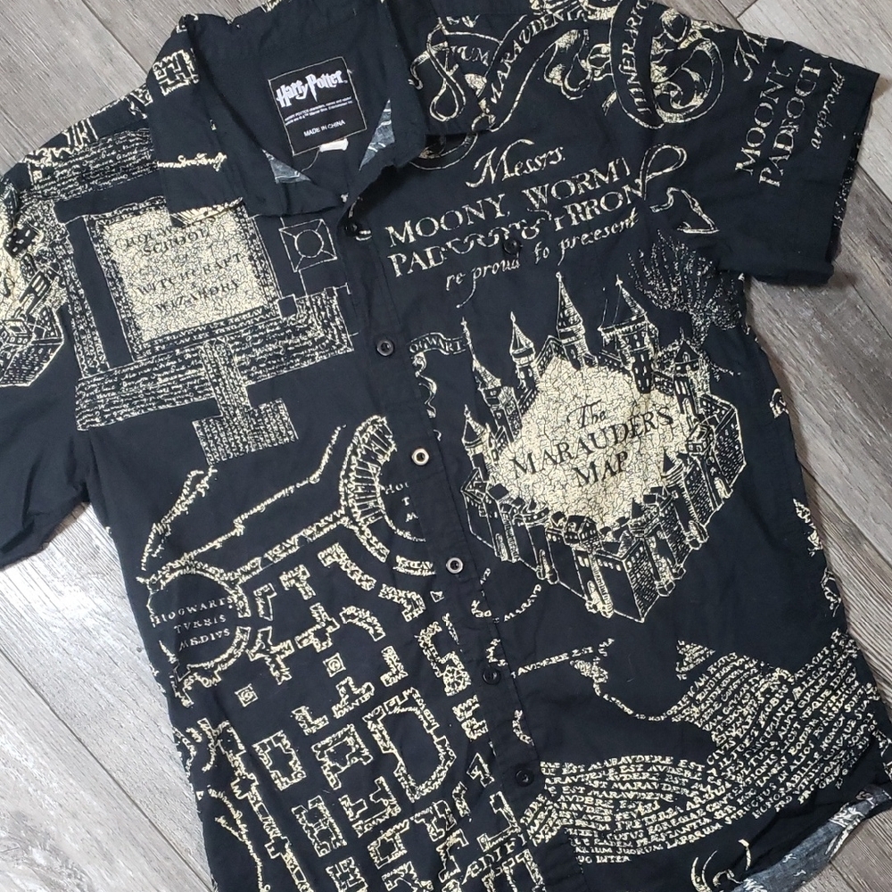 Harry Potter | Marauders Map AOP Graphic, 100% Cotton, Button Down